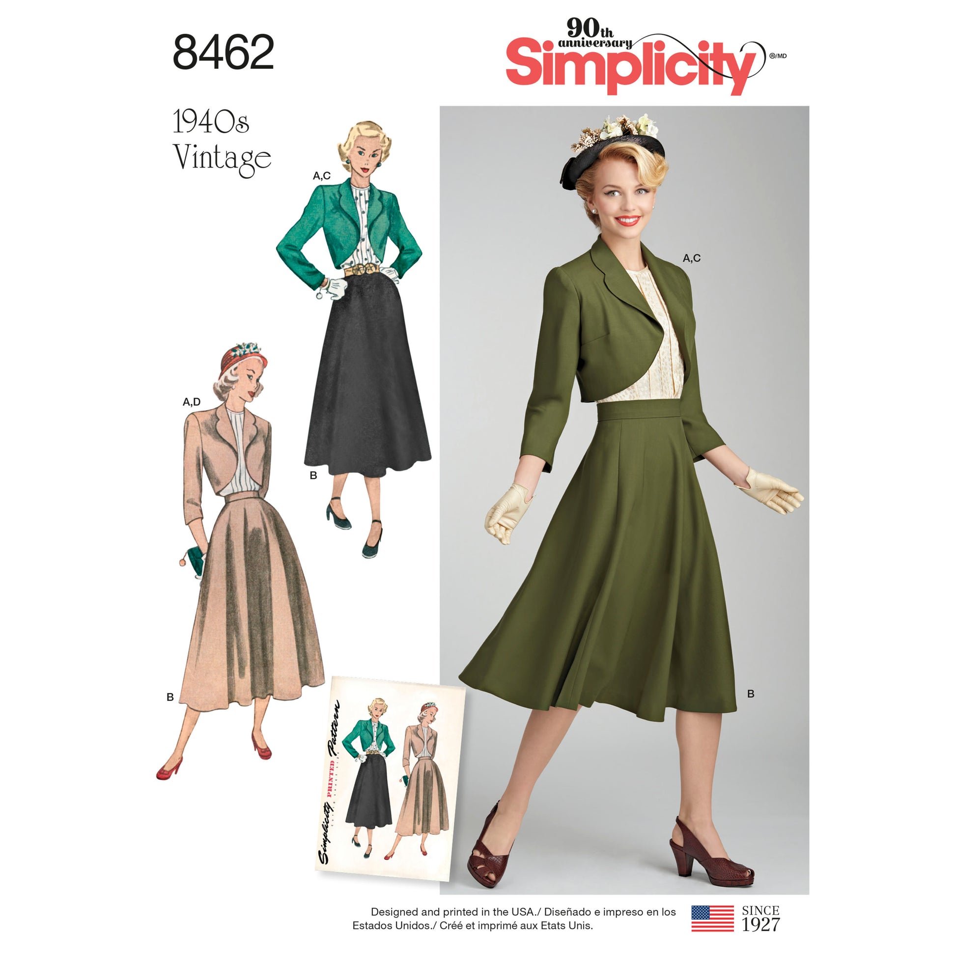 Symønster Simplicity 8462 - Bluse Skjørt Vintage Jakke Kostyme - Dame | Bilde 6