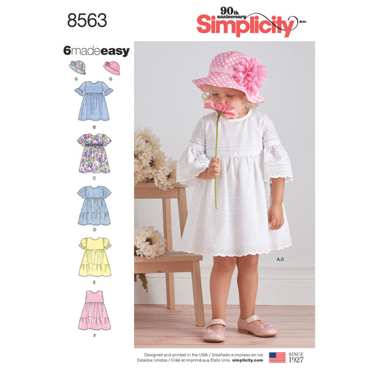 Symønster Simplicity 8563 - Kjole - Baby - Hatt | Bilde 1
