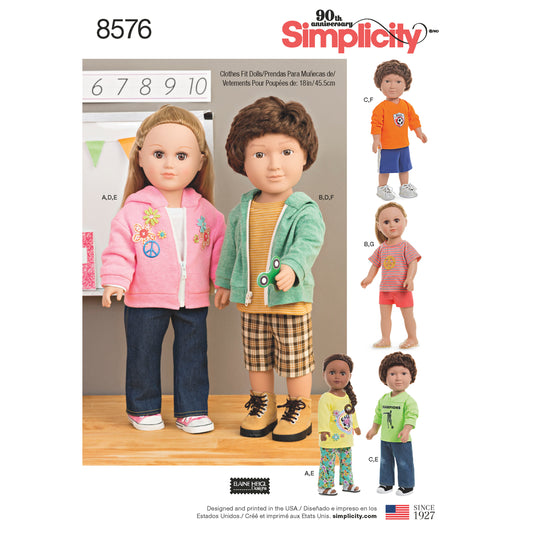 Symønster Simplicity 8576 - Skjorte - Gutt - Dukkeklær Veske Tilbehør | Bilde 1