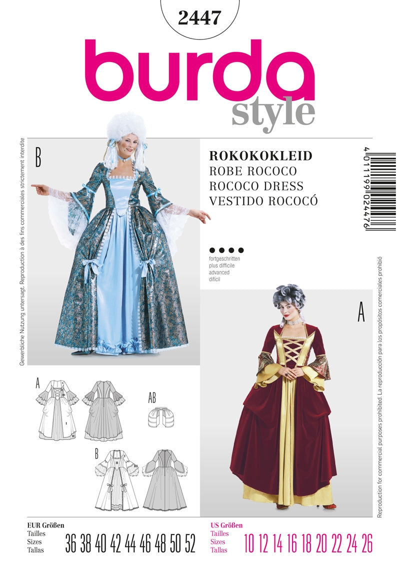 Symønster Burda 2447 - Skjørt Kjole Kostyme - Dame - Karneval | Bilde 1