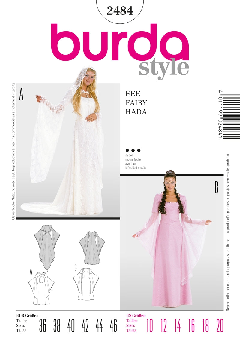 Symønster PDF symønster - Burda 2484 - Kjole Kostyme - Dame - Karneval | Bilde 1