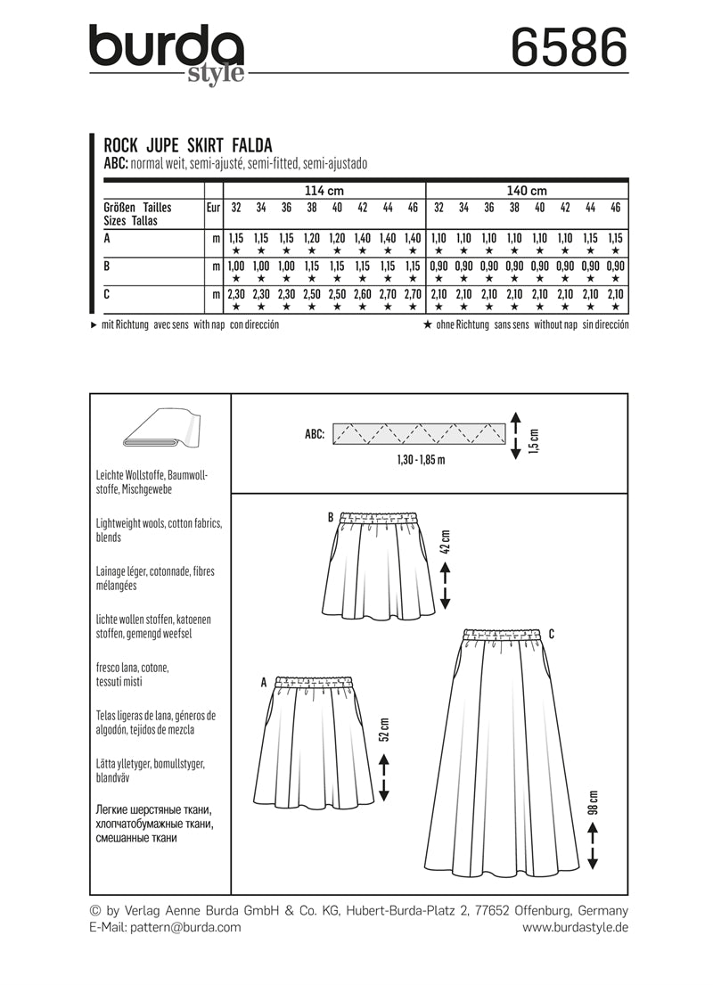 Symønster PDF symønster - Burda 6586 - Skjørt - Dame | Bilde 5