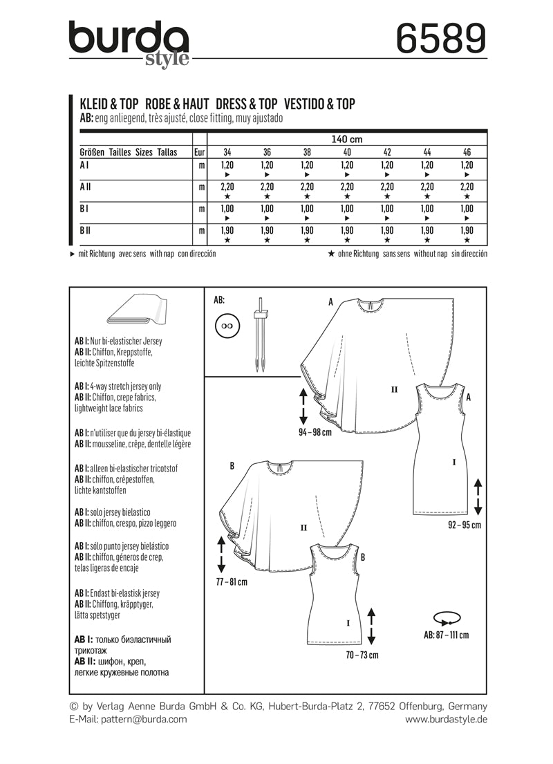 Symønster PDF symønster - Burda 6589 - Kjole Skjorte - Dame | Bilde 4