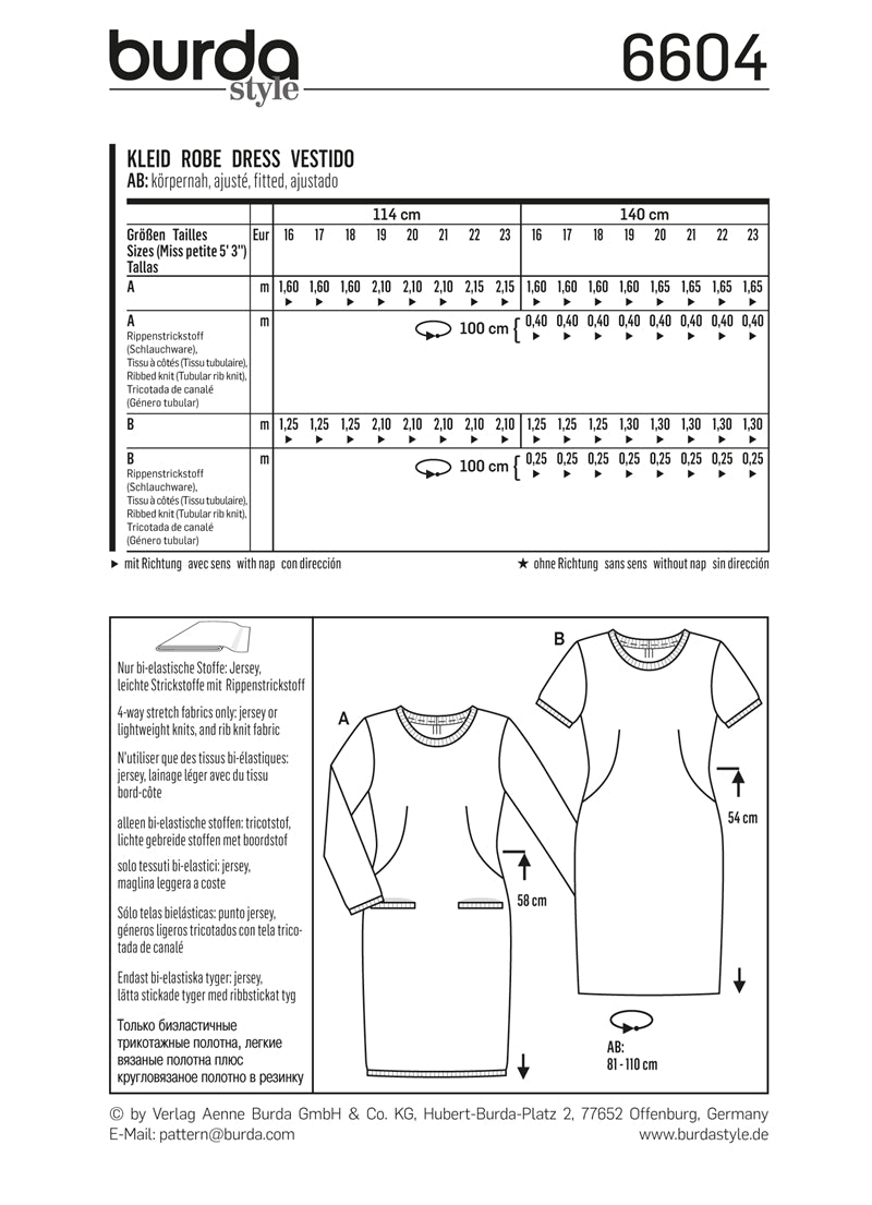 Symønster PDF symønster - Burda 6604 - Kjole - Dame Gutt | Bilde 4