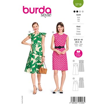 burda symønster sommerkjoler for kvinner med capsermer og ermeløs midikjole #5719 