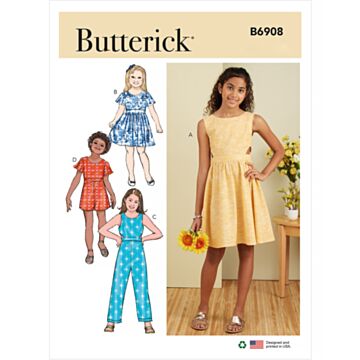 Butterick 6908 - Kjole Buksedrakter - Jente