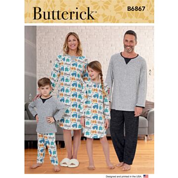 Butterick 6867 - Pysjamas - Jente Gutt Dame Herre