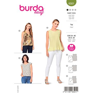 Burda 6501 - Topp - Dame