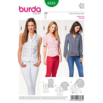 Burda 6533 - Bluse - Dame - Sjal