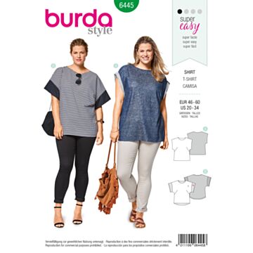 Burda 6445 - Topp - Dame - Casual