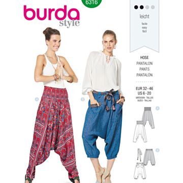 burda symønster damebukser 6316 