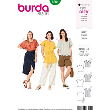 Burda 6204 - Bluse Skjorte - Dame