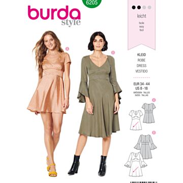 Burda 6205 - Kjole Skjørt - Dame