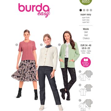 Burda 6053 - Burda 6053 Cardigan with Rounded Neckline