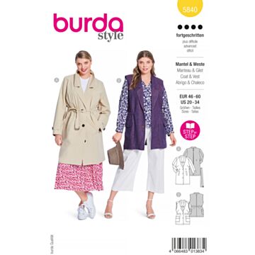 Burda 5840 - Frakk Vester - Dame
