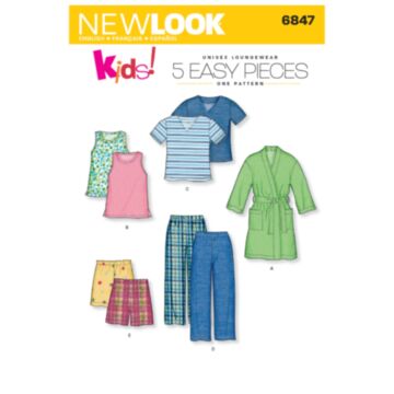 New Look 6847 - Bukse Shorts Topp Pysjamas - Barn