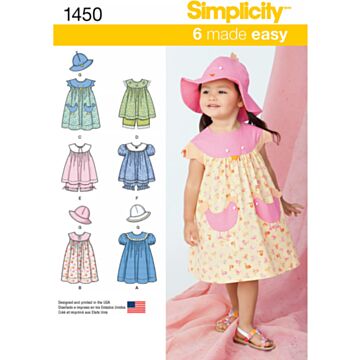 Simplicity 1450 - Kjole Topp - Baby - Hatt