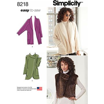 Simplicity 8218 - Jakke Vester - Dame - Sjal Teppe
