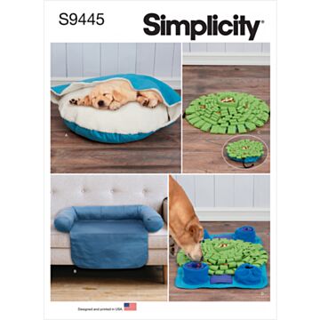 Simplicity 9445 - Dyreseng i to størrelser, stoltrekk og lekematter