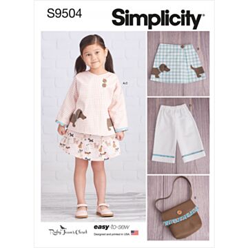 Simplicity 9504 - Bukse Skjørt Genser - Jente - Veske