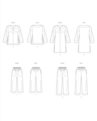 Vogue Patterns 2019 - Bluse Tunika Bukse Pysjamas - Dame